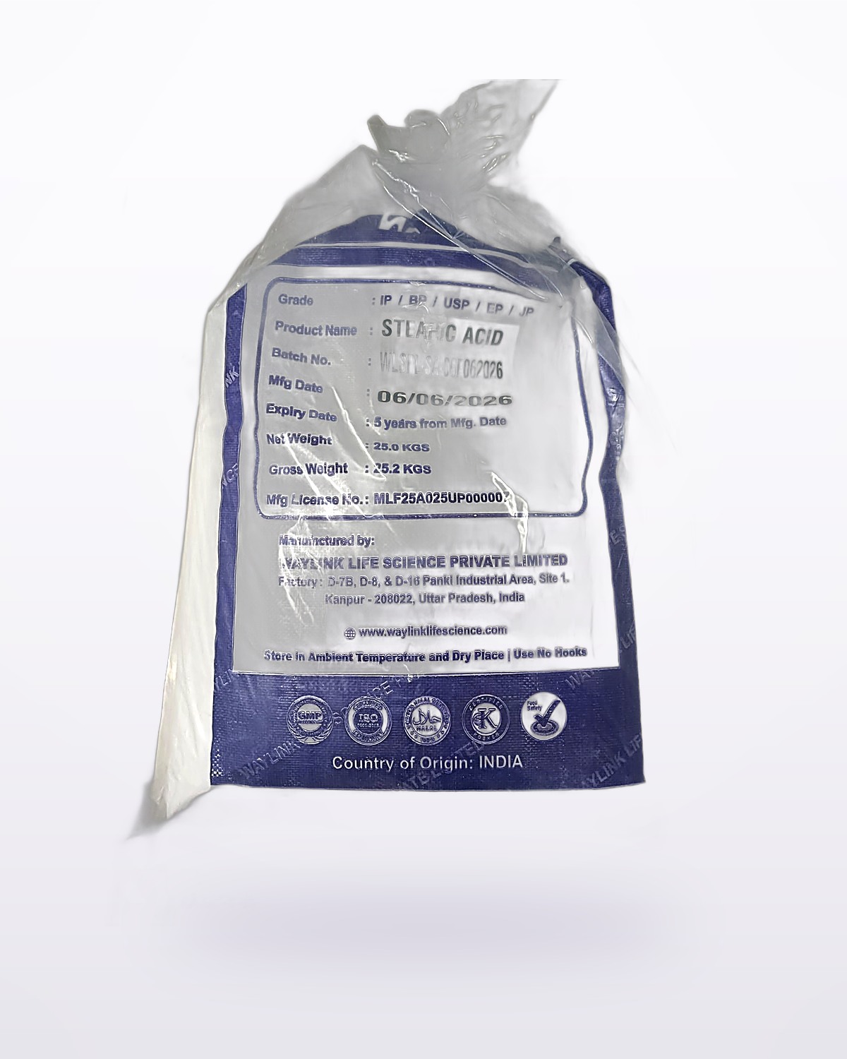 Stearic Acid — 25kg export pack