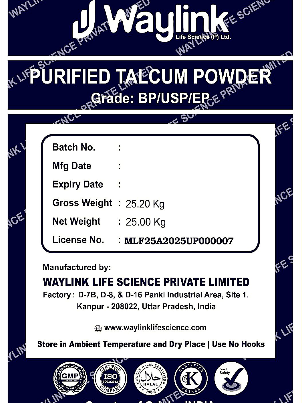 Purified Talcum Powder — cosmetic-grade packaging